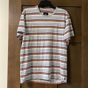 HUF Multicolored Stripped 100% Cotton T-Shirt Size Large